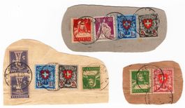 3 Buntfrankaturen mit Wappenmuster