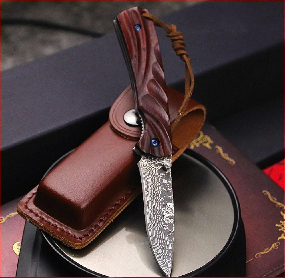 Coltelli tascabile: Taschenmesser handgefertigt mit Lederetui – Nuovo e nell'imballaggio originale da Burgdorf venduto da XJ6 3