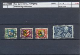 1930 Pro Juventute, Jahrgang komplett, gestempelt