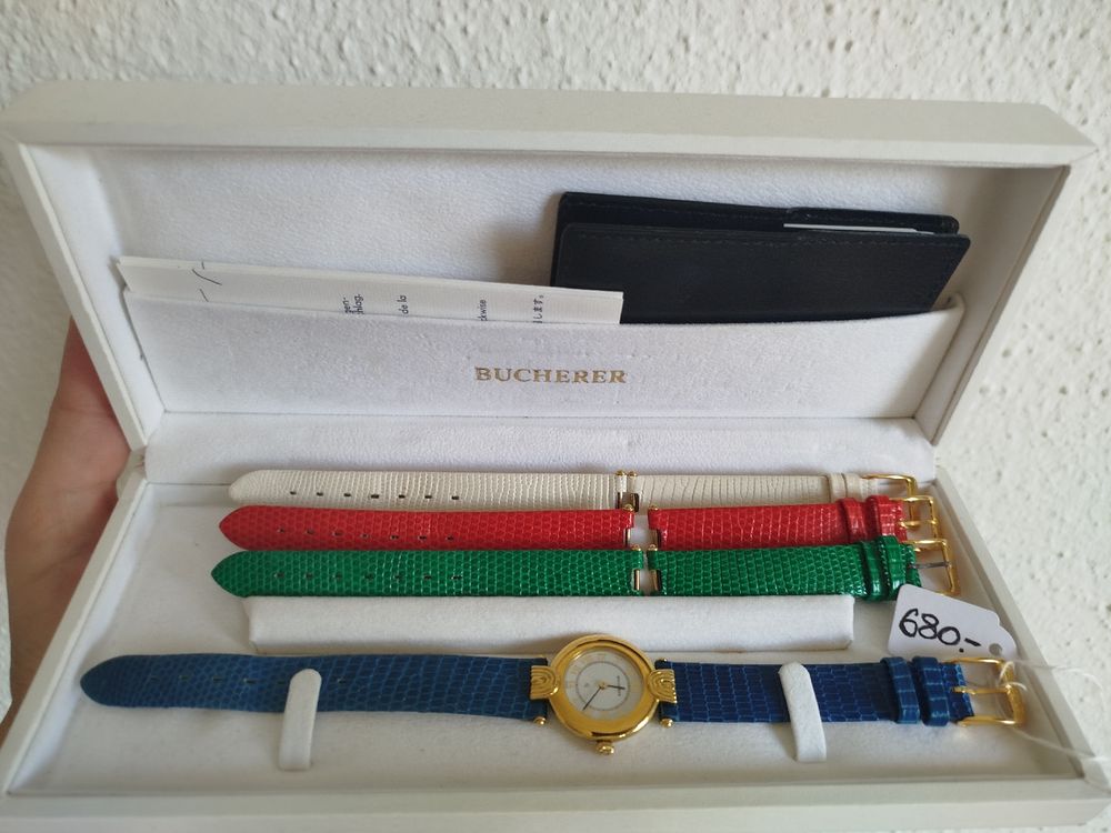 Bucherer Damenuhr mit Wechselbänder, Gold Optik Top! (Gebraucht