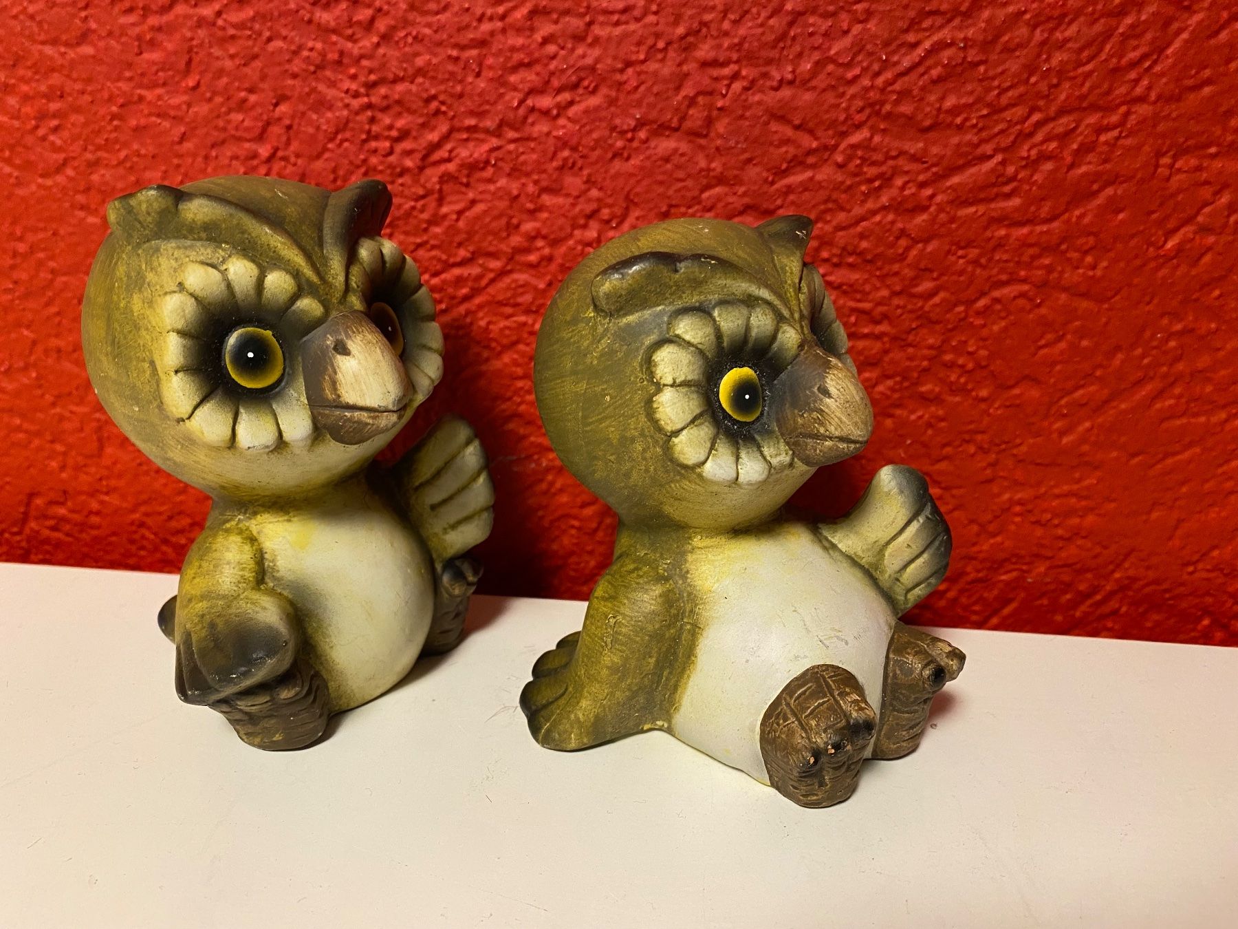 Statuette: Susses Eulen-Pärchen aus Keramik, – Nuovo e nell'imballaggio originale da Zäziwil venduto da Emlea 2