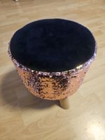 Joli tabouret à paillettes (rose/jaune) - Excellent état !