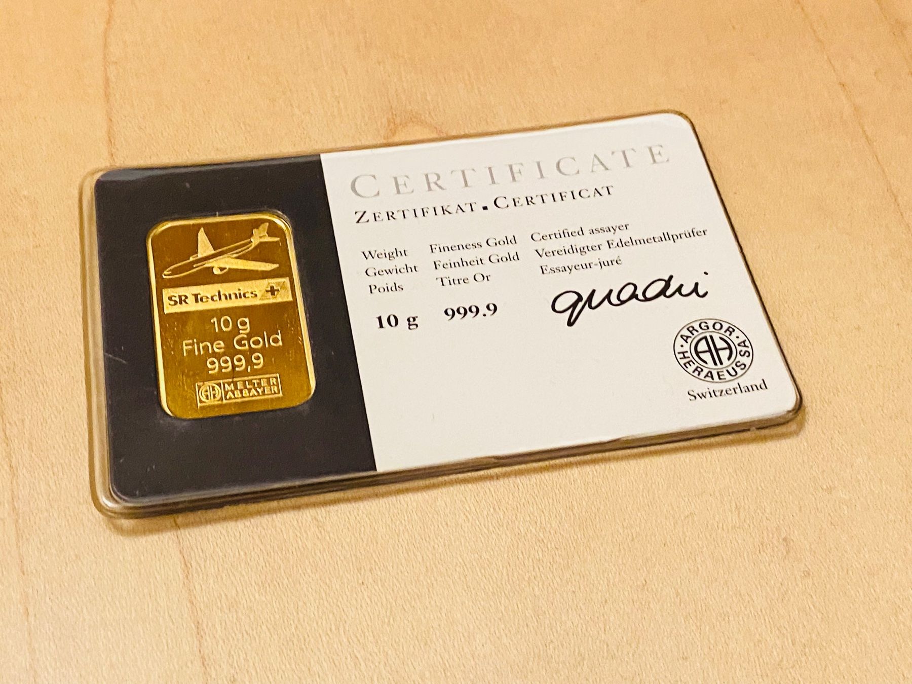 Metalli preziosi: 10g SR Technics Millennium 2000 - Feingold: 999.9. – Nuovo e nell'imballaggio originale da Weinfelden venduto da Potz-Millione 2