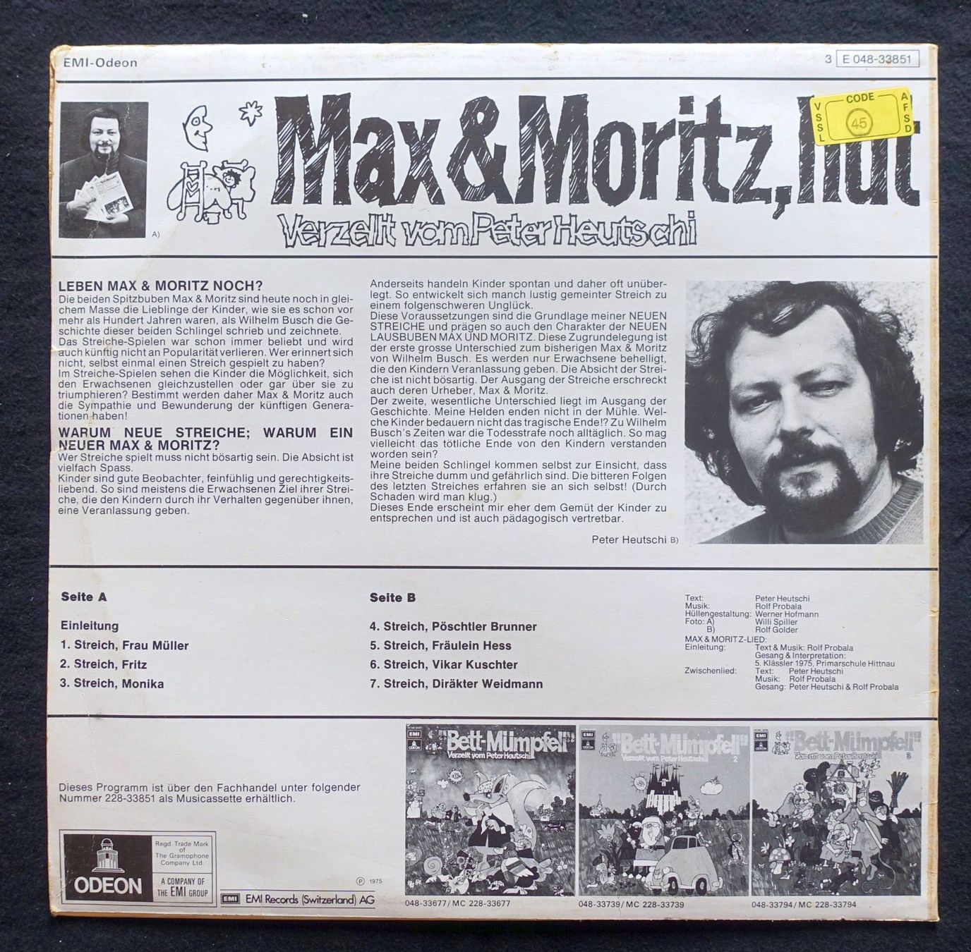 Schallplatten: LP Peter Heutschi, Max & Moritz hüt, Werner Hofmann – Gebraucht aus Gutenswil von Optico 1