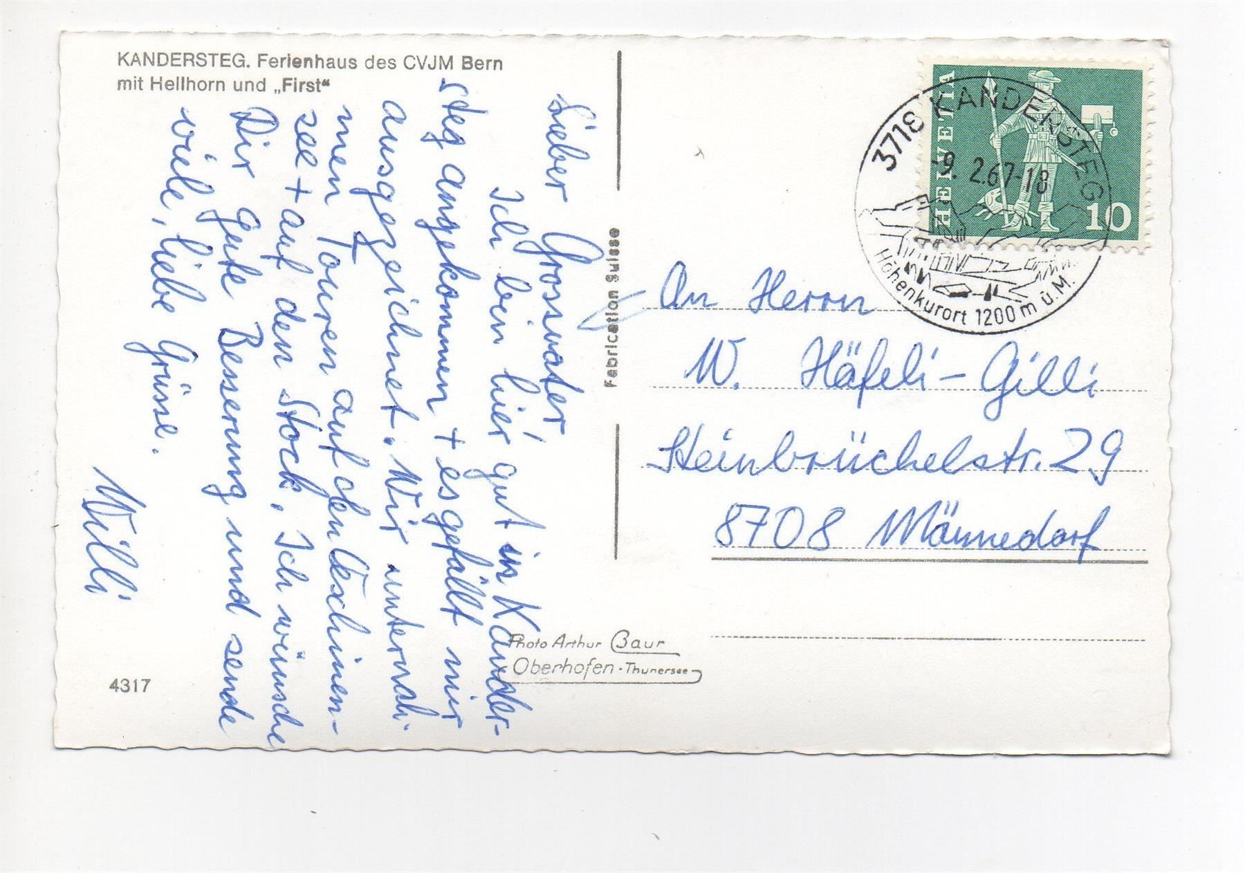 Cartoline postali: KANDERSTEG Ferienhaus des CVJM Bern – Usato da Jona venduto da philajona 1