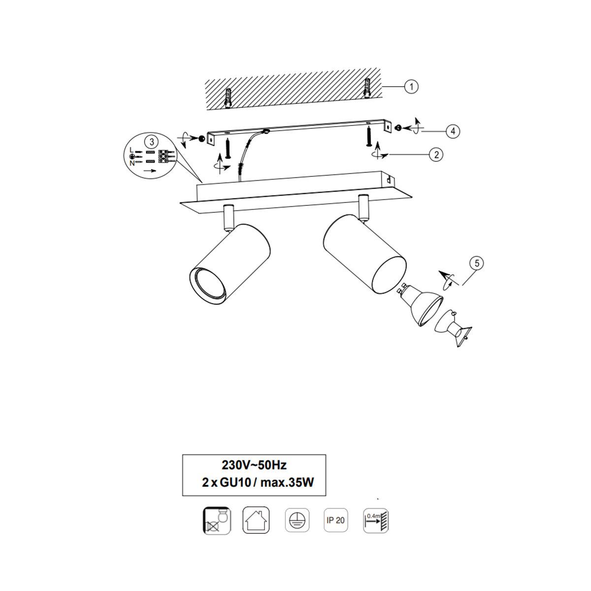 Lampade: 2er Spot, 30 cm x 10 cm, LED geeignet – Nuovo (secondo la descrizione) da Kreuzlingen venduto da Smart-Light 4