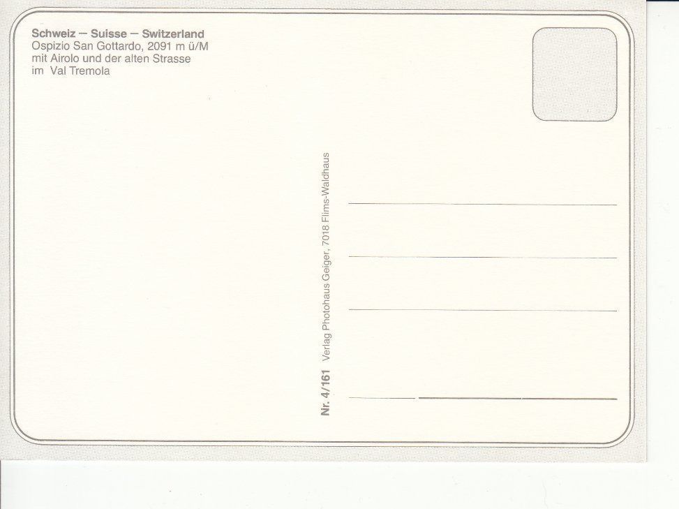 Cartoline postali: San Gottardo um 1995 – Usato da Bürglen TG venduto da StampGraf 1