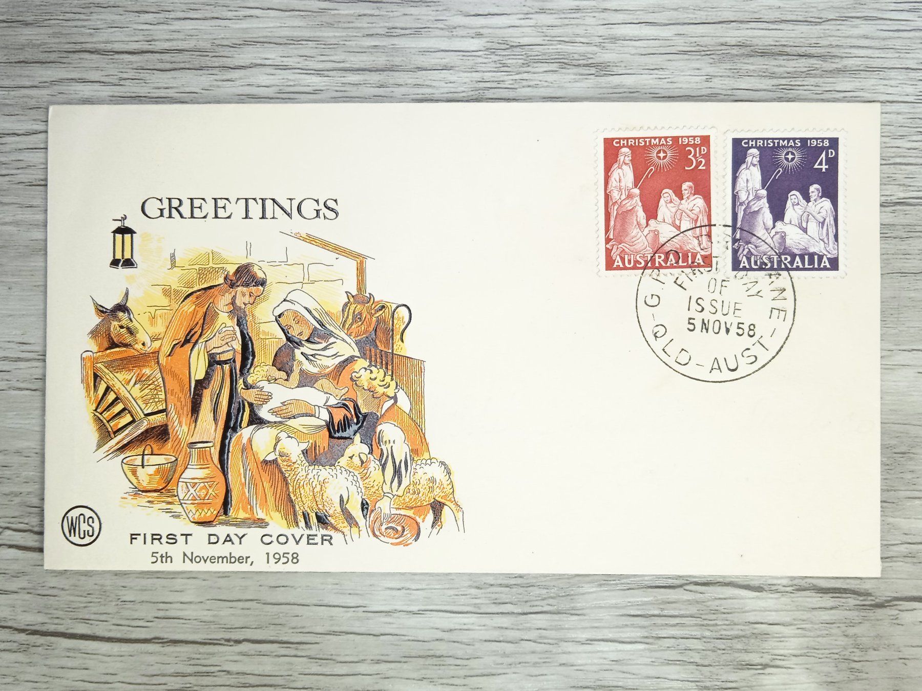 Tutti i francobolli: TR80 Enveloppe + Timbre Australie 1958 – Usato da Cousset venduto da Patrick_Collections