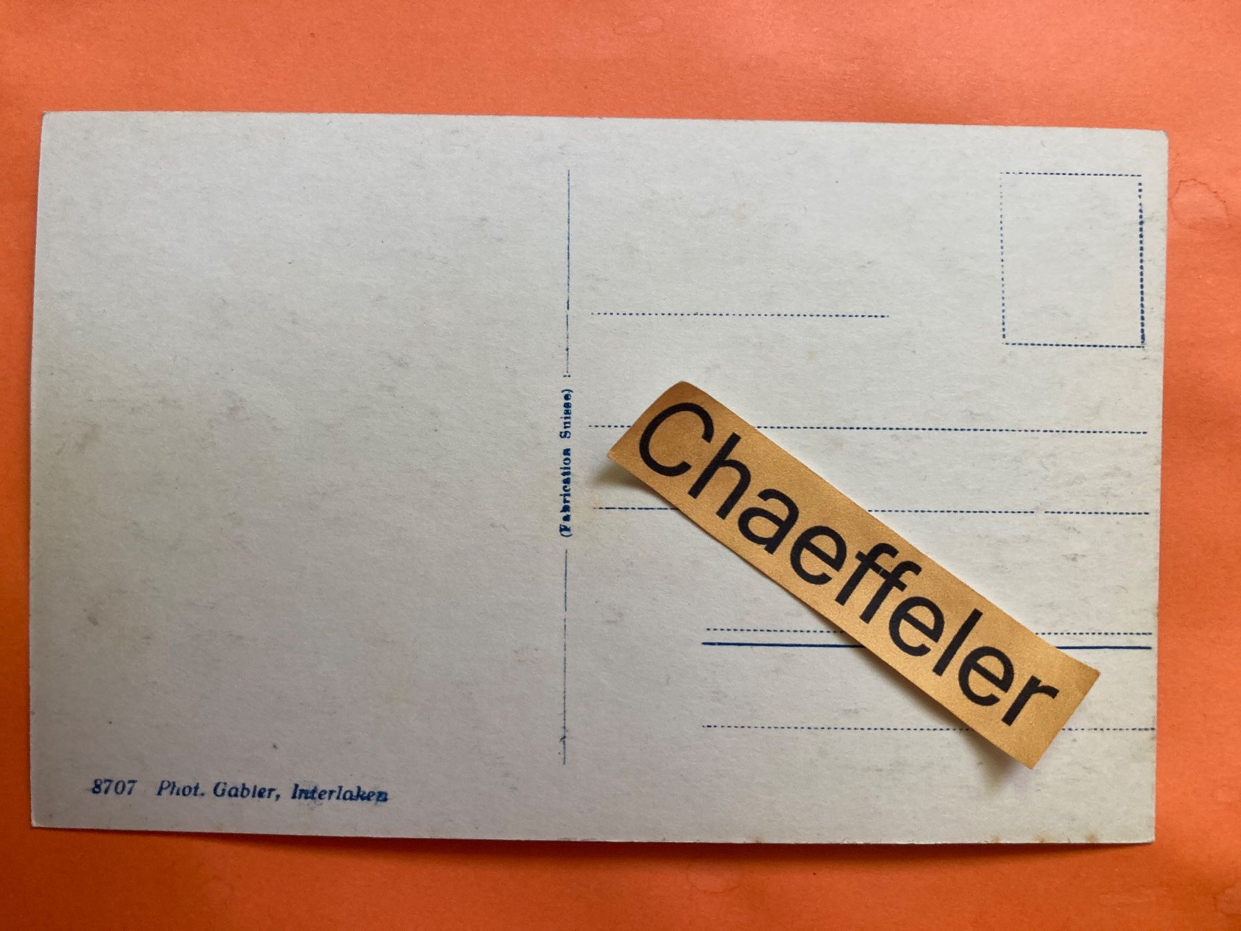Ansichtskarten: Interlaken, Heimwehfluh.  Eiger, Mönch und Jungfrau – Gebraucht aus Zürich von Chaeffeler 1