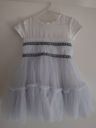 Guess Mädchen Tüllkleid weiss hellblau, Grösse 3 Jahre