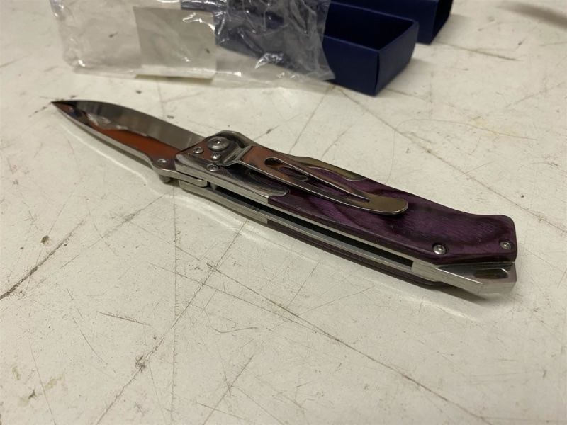 Posate: schönes edles Messer Holzgriff lila – Nuovo e nell'imballaggio originale da Necker venduto da liq24 5