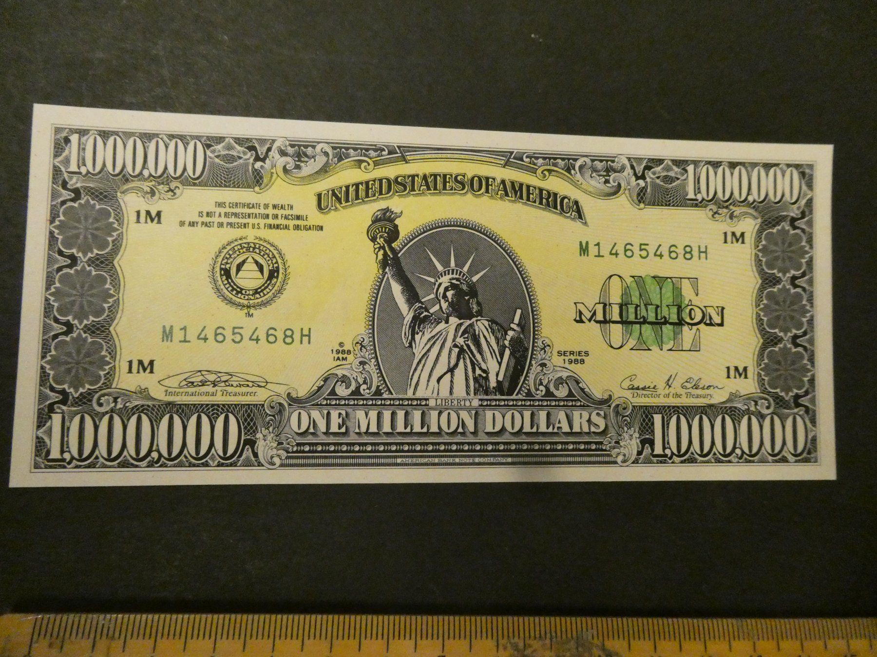 Banconote: USA 1988, 1 Million Dollars - Spassnote – Usato da Hinterforst venduto da Rohusri