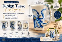 Designer Keramiktasse „Oktopus“ – Handgefertigtes Unikat