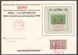 1943, W18+, Block Genf auf illustriertem FDC (13855)