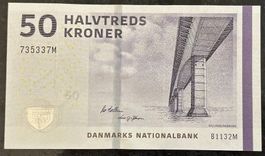 Dänemark 50 Kronen Geldschein, 2009er Serie - Top Zustand!