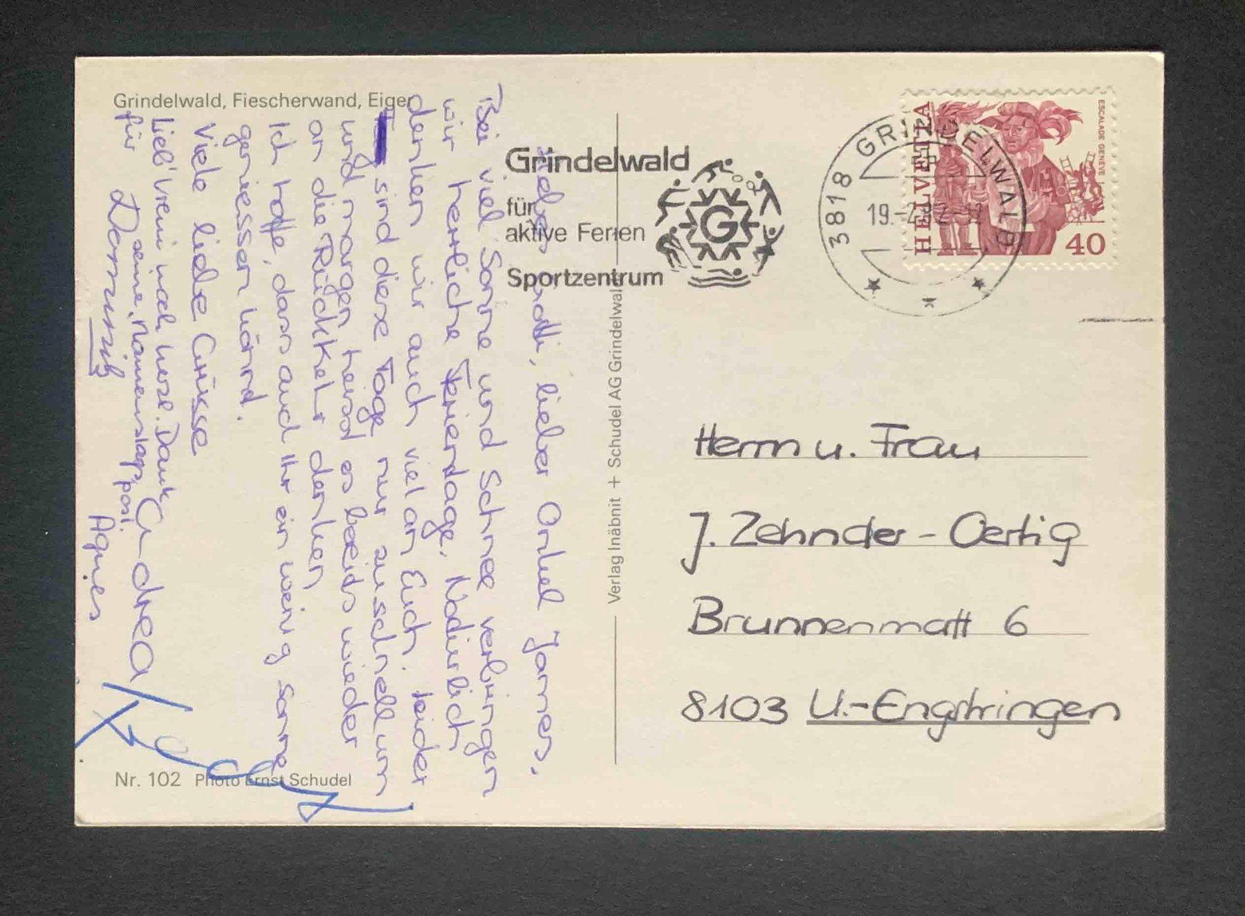 Cartoline postali: AK Grindelwald Fiescherwand Eiger – Usato da Goldau venduto da artelier1 1