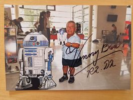 Kenny Baker (Star Wars), Original Autogramm auf Foto