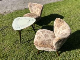 Mid-Century Set: Nierentisch & 2 Cocktailsessel – 50er/60er