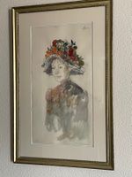 IRENE  ZURKINDEN, Basel  - Original Porträit - Aquarell 1977