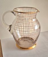 schöner Krug Vintage elegant gold Glas Karaffe Kanne