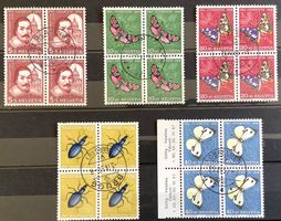 1956  Pro Juventute - Viererblock mit Zentrum-Stempel.