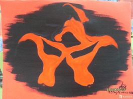 Dipinto su carta nudo donna rosso nero