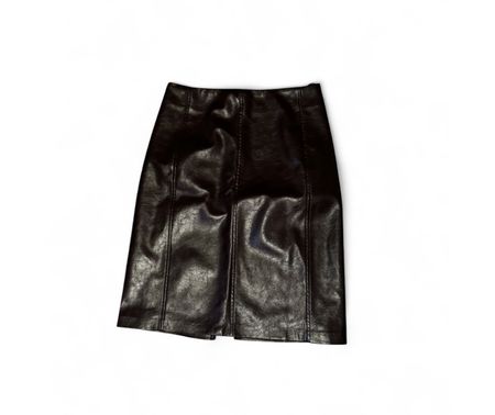 Damen Rock Kunstleder braun/rot mit Schlitz
