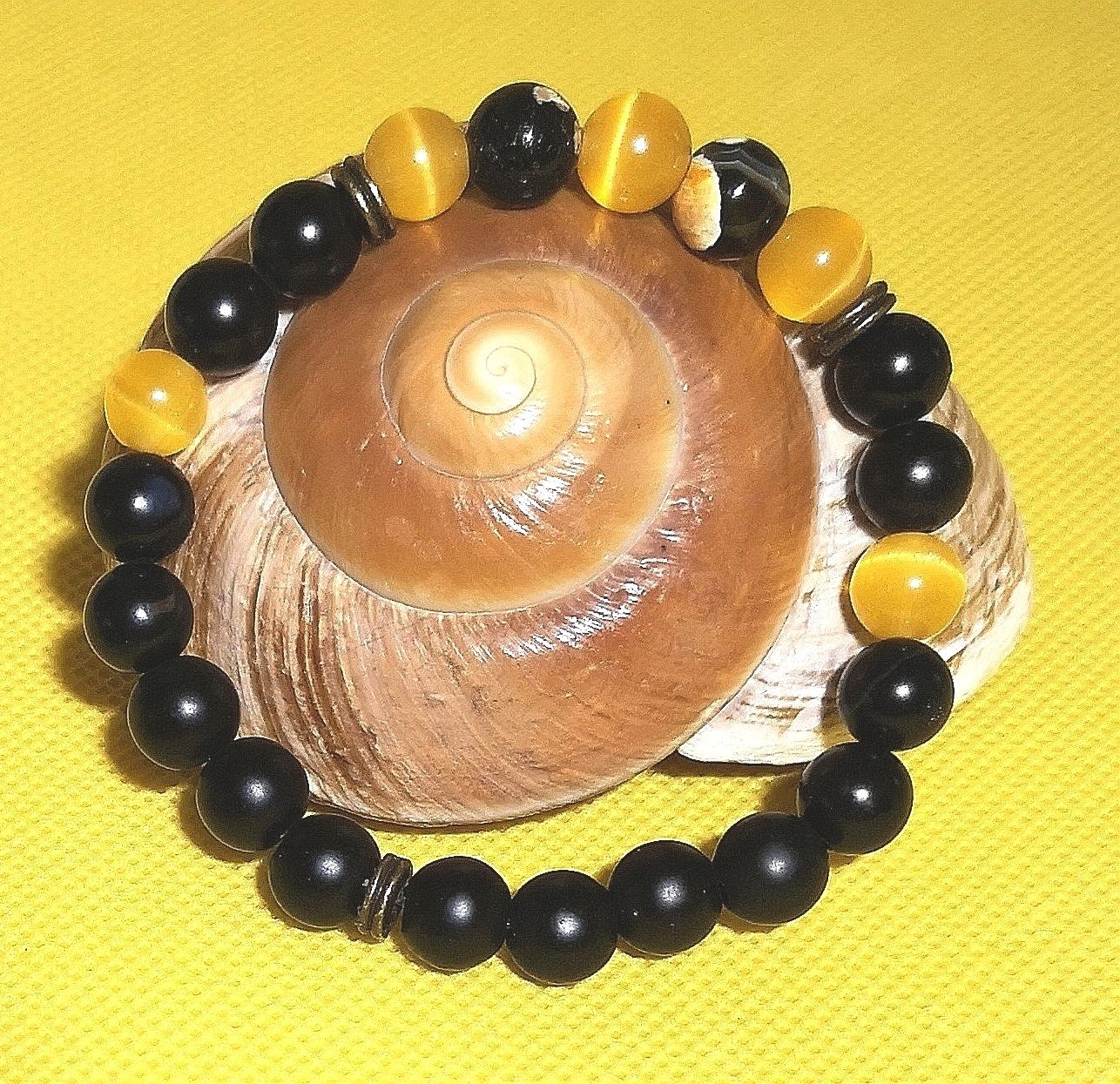 Armbänder & -reifen: schwarz-gelbe Steinarmk. - Spendenaktion – Neu (gemäss Beschreibung) aus Unterkulm von Nachtigall 2