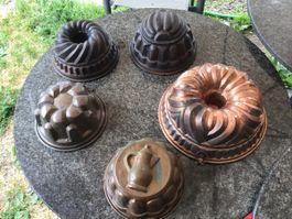 Kupfer Gugelhupfformen 5 Stck gebraucht