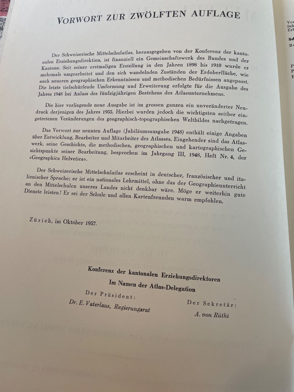 Libri: Schweizerischer Mittelschulatlas 12. Auflage 1958 – Usato da Winterthur venduto da cheerio97 2