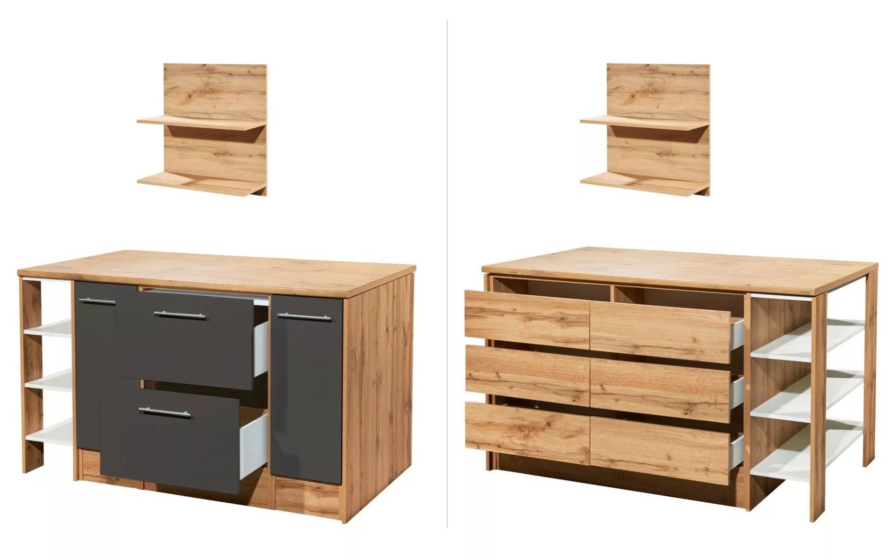 Cucine complete: 923 - Kücheninsel Hilde 150cm mit Hängeregal Grau – Nuovo e nell'imballaggio originale da Wallenwil venduto da toesstalvertrieb 6
