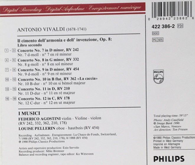 CD: Vivaldi - Concertos op. 8 Nr. 7-12 – Usato da Grüningen venduto da azulblanco 1