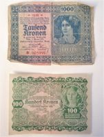 100 + 1000 Kronen Banknoten