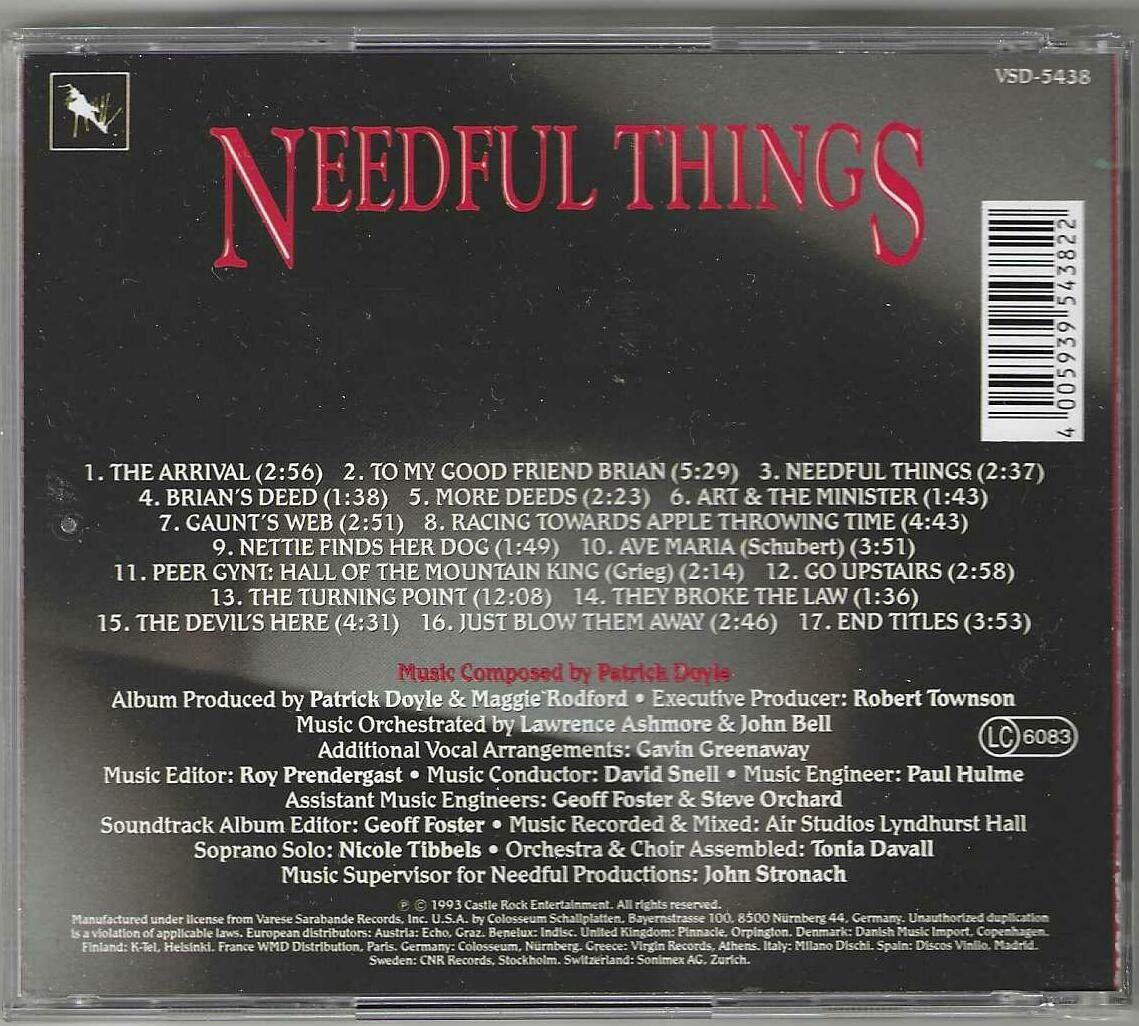 CDs: Patrick Doyle - Needful Things – D'occasion à Genève par CDLPBookS 1