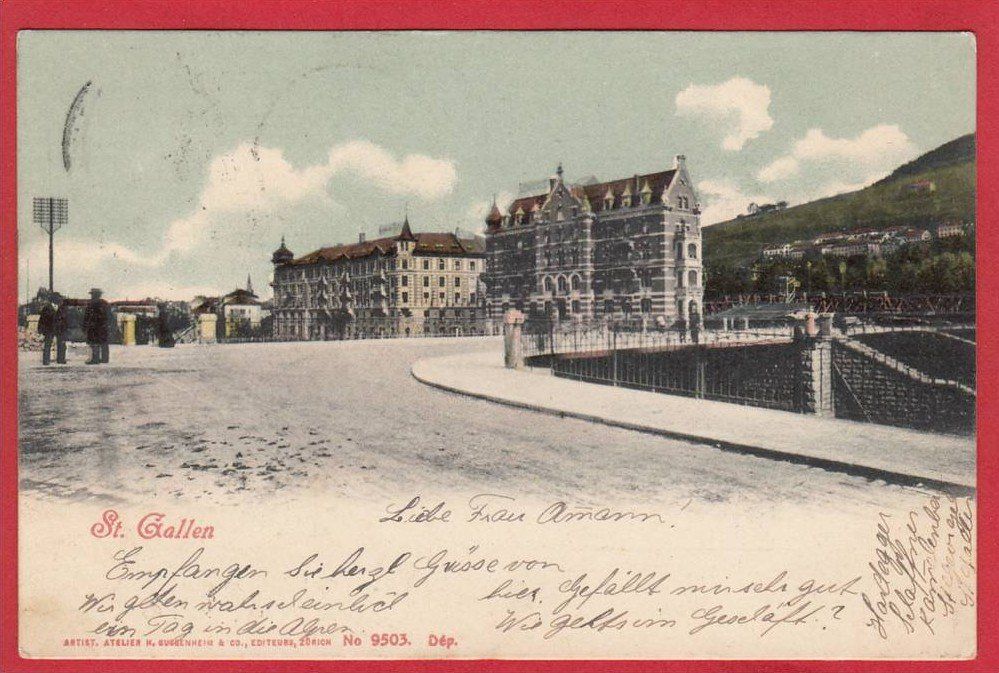 Cartoline postali: ST. GALLEN, TEILANSICHT 1907 – Usato da Grüningen venduto da Kartenlaube