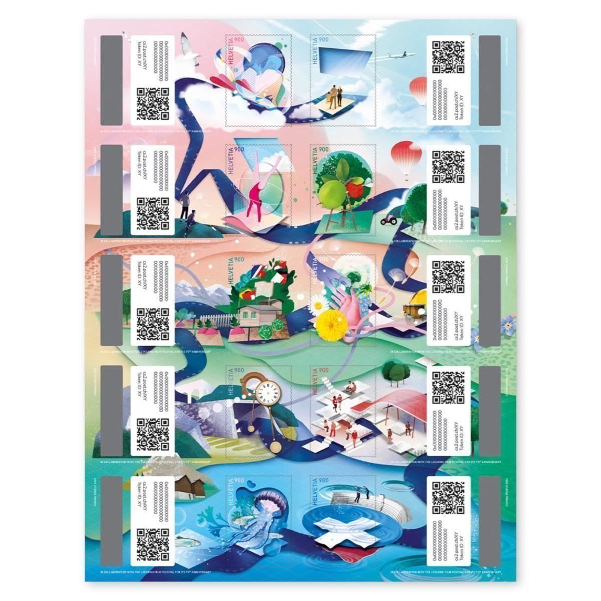 Tous les timbres: Swiss Crypto stamp 2.0 série complète – Neuf avec emballage d'origine à CHENE-BOURG par Praslin