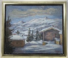 Ölbild Paul Auberlin Meyer (1949) Valbella im Winter