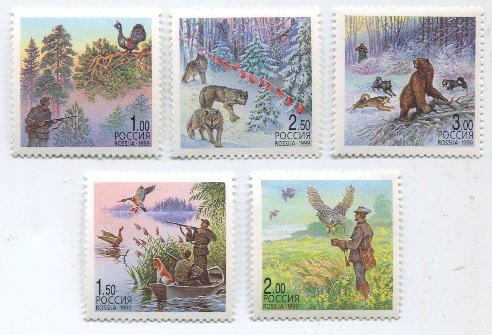 Tutti i francobolli: Briefmarken "Jagd". Russland. – Nuovo e nell'imballaggio originale da Basel venduto da Butsch5