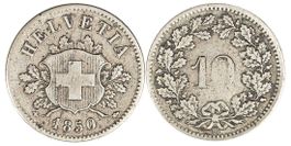 10 Rappen von 1850 (sehr schön). Ab 1.--