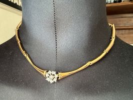 ✨Goldfarbene Vintage-Halskette mit Strasssteinen