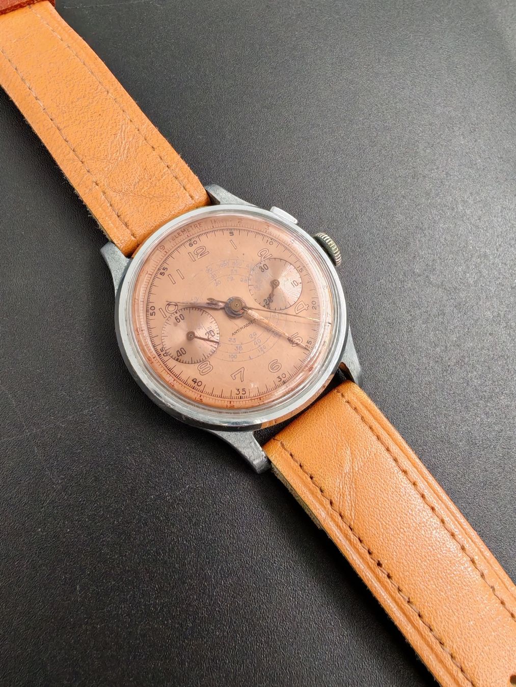 Orologi: NO NAME CHRONO (Defekt, salmon dial) – Usato da Otelfingen venduto da Yossi-68 2