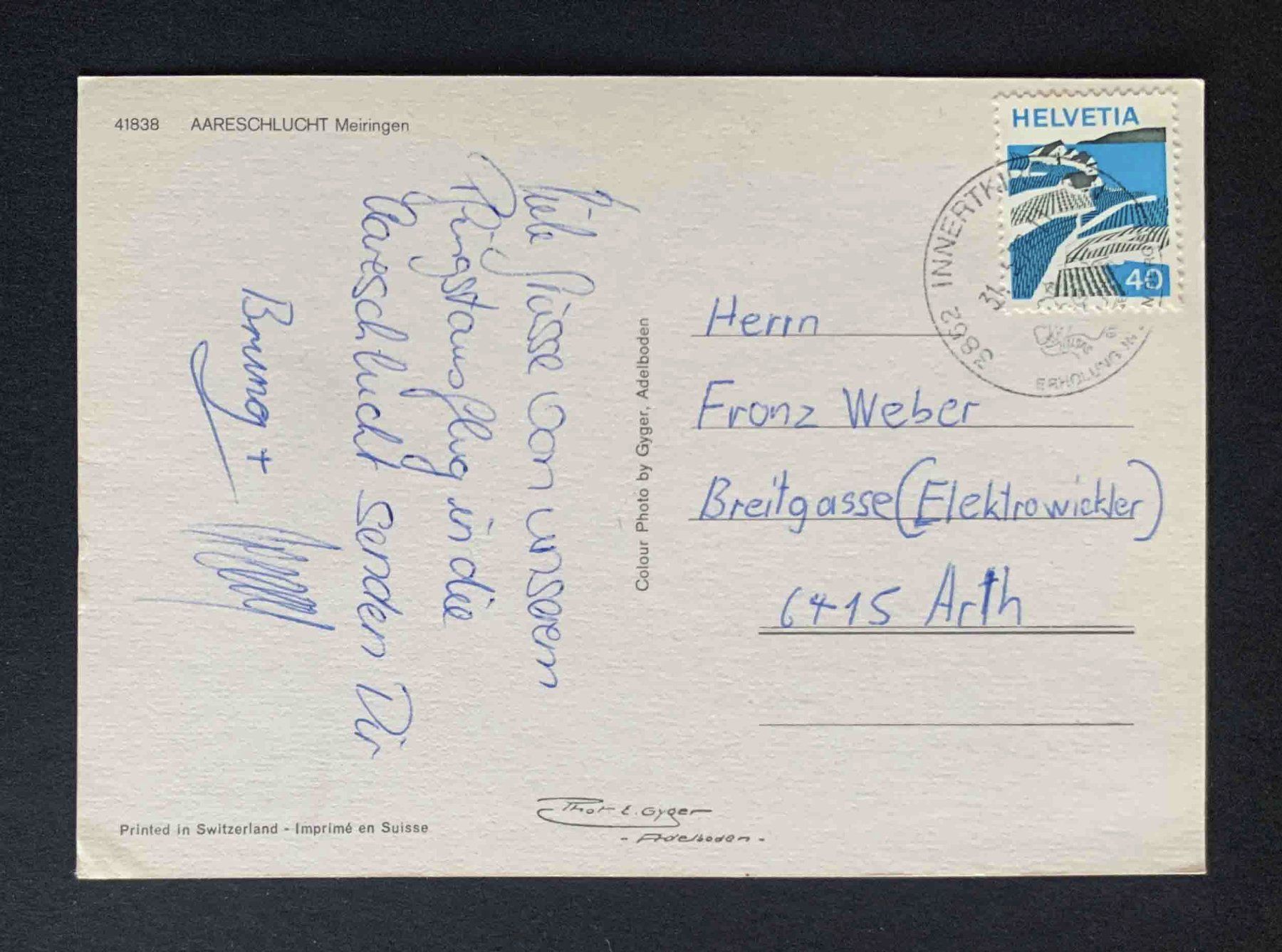 Cartoline postali: AK Aareschlucht Meiringen – Usato da Goldau venduto da artelier1 1