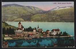 AK Spiez, Teilansicht gegen Gunten, 1920
