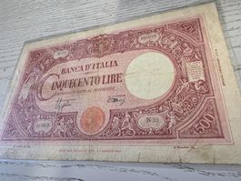 Italien 500 Lire Banknote 1943 guter Zustand
