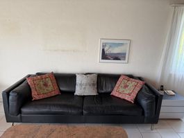Sofa Leder schwarz, 2 1/2 Plätze, sehr guter Zustand