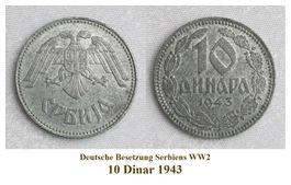 10 Dinar 1943 WW2 Serbien (Lot 14)