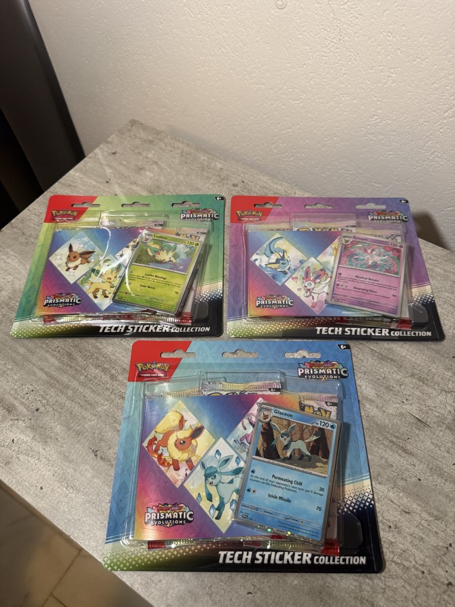 Pokémon Sammelbilder & Trading cards: Prismatic Evolutions Tech Sticker Collection Set 3x – Neu und originalverpackt aus Gandria von PokeBrothersCH