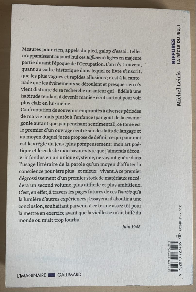 Libri: Michel Leiris, Biffures (autobiographie) – Usato da Valeyres-sous-Ursins venduto da ansuz_001 1