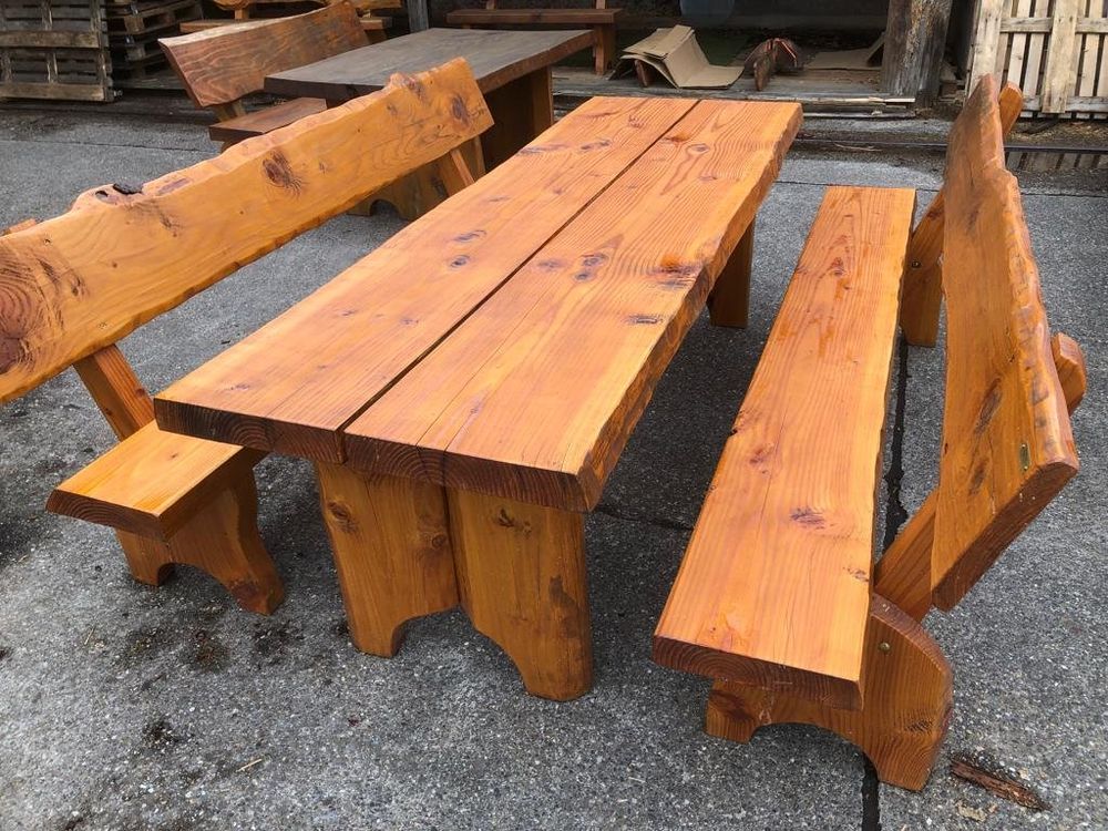 Kombination Gartentisch mit Bänken aus Massivholz Kaufen auf Ricardo