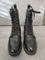 Zara Schnürstiefel Leder Gr. 36 schwarz Boots Schuhen